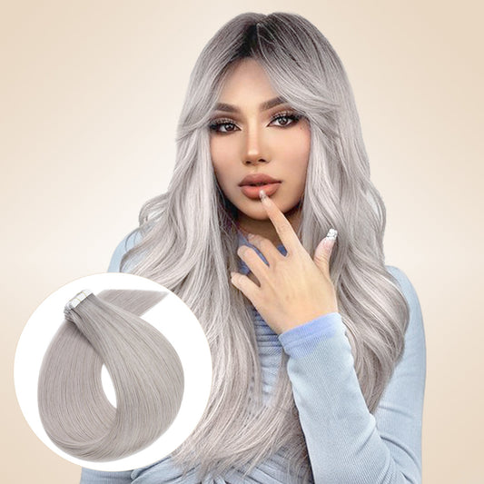 Grey Color Tape in Hair Extensions Invisible Weft 10 PCS segohair.com