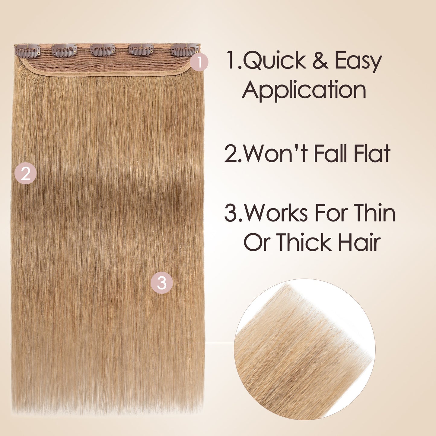 Light Lift Volume Honey Blonde One Piece Clip In Hair Extension segohair.com