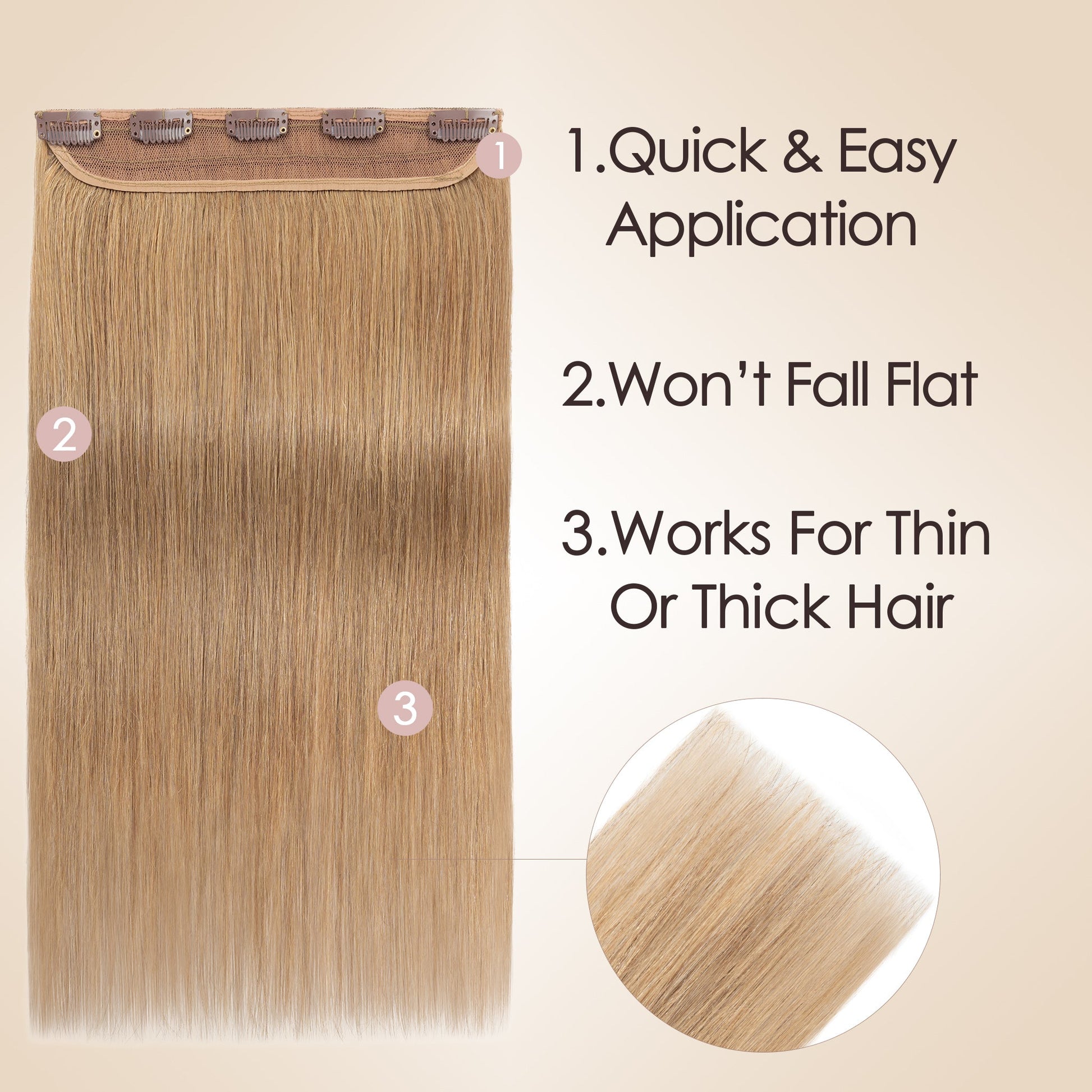 Light Lift Volume Honey Blonde One Piece Clip In Hair Extension segohair.com