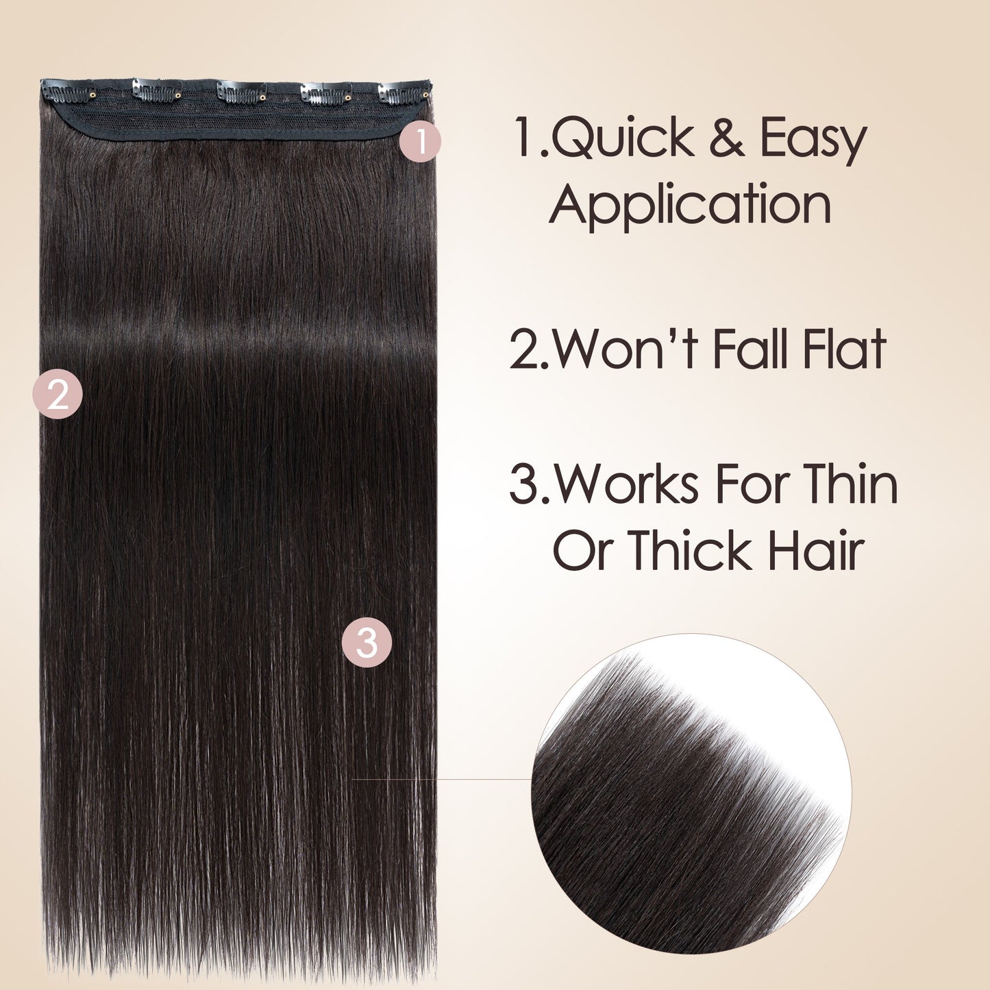 Light Lift Volume Natural Black One Piece Clip In Hair Extension segohair.com