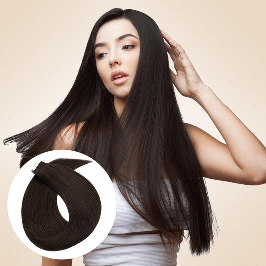 Lightweight Dark Brown Tape In Hair Extensions Invisible Weft 20 PCS segohair.com