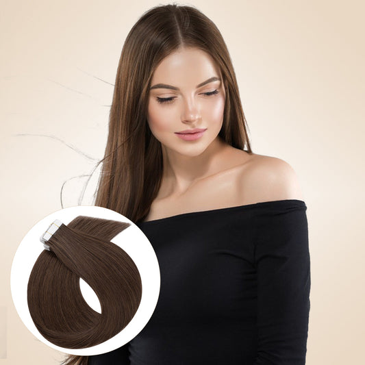 Lightweight Medium Brown Tape In Hair Extensions Invisible Weft 20 PCS segohair.com