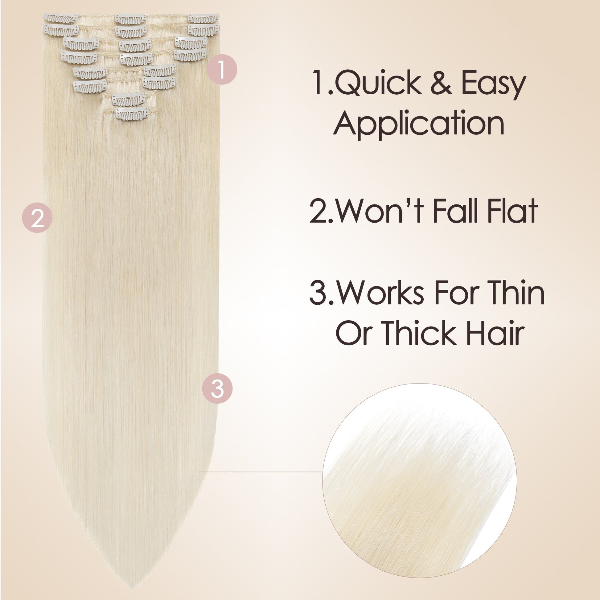 Platinum Blonde Clip In Hair Extensions 8 PCS segohair.com