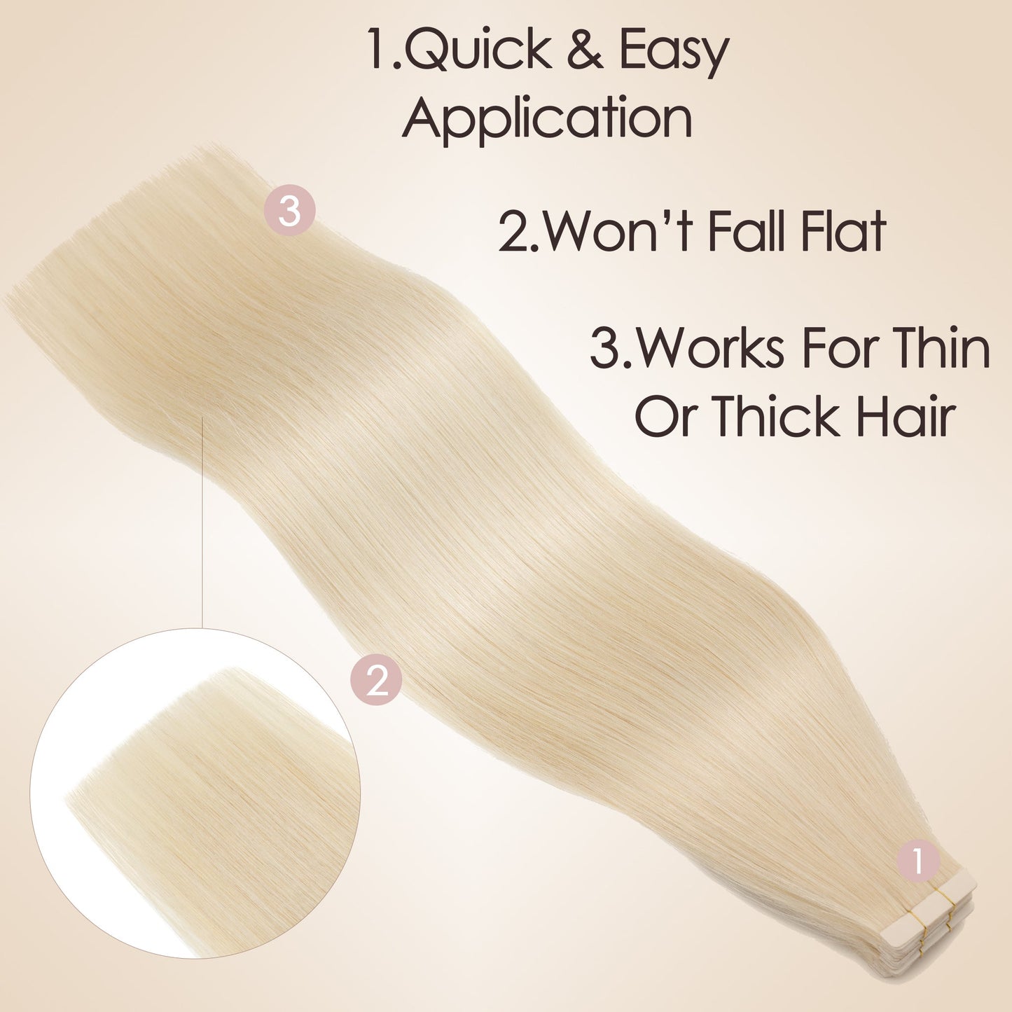 Platinum Blonde Tape in Hair Extensions Invisible Weft 10 PCS segohair.com