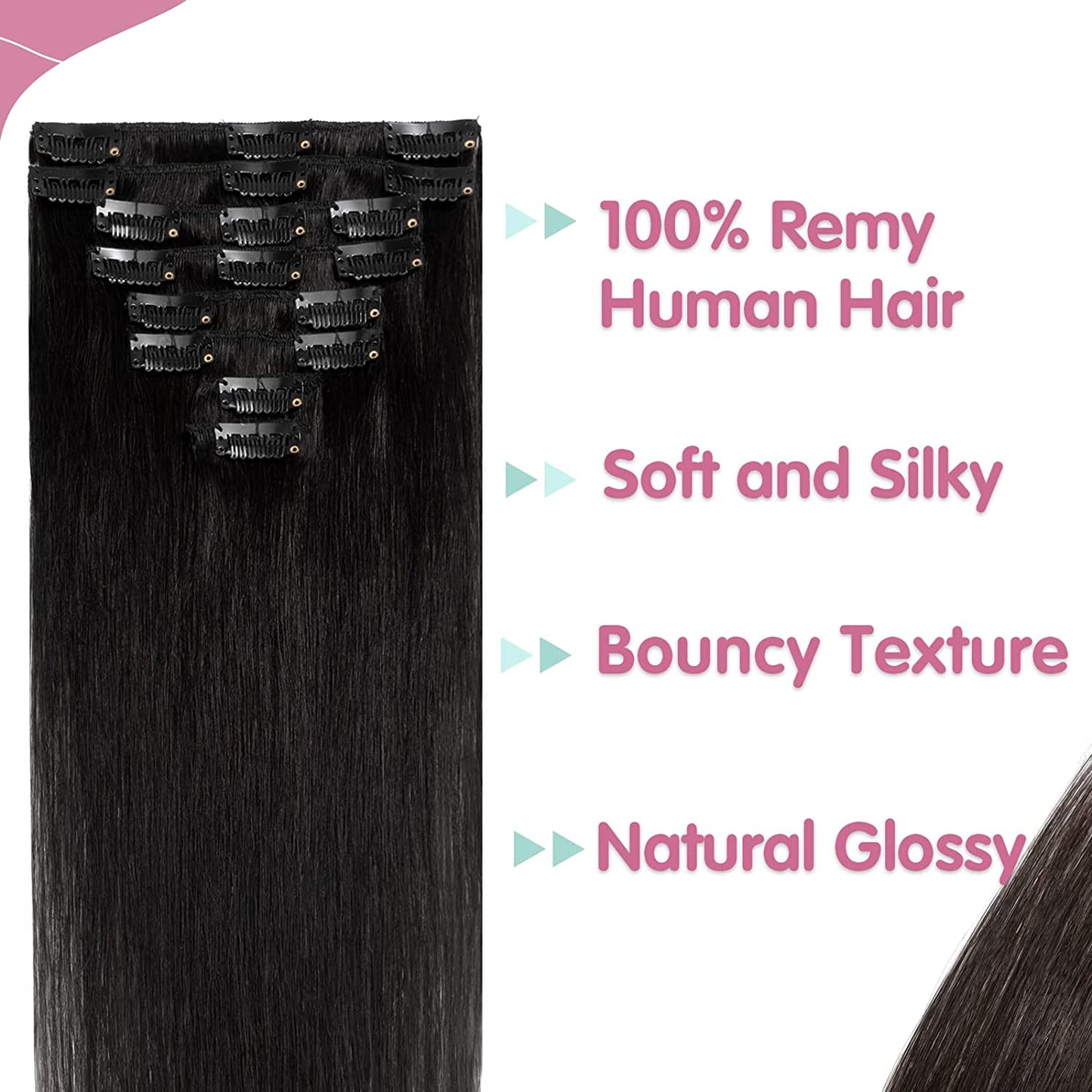 SEGO Clip in Hair Extensions Human Hair 8PCS 18-24inch