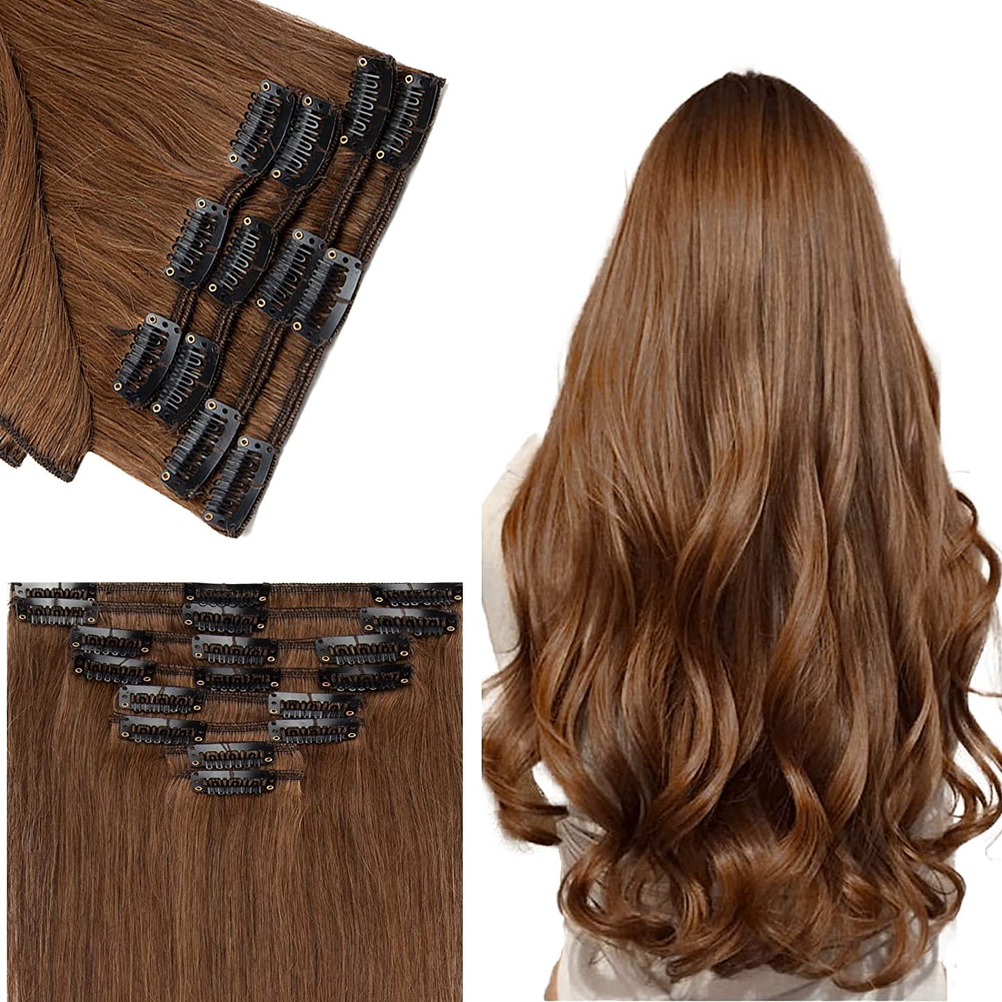 SEGO Clip in Hair Extensions Human Hair 8PCS 18-24inch