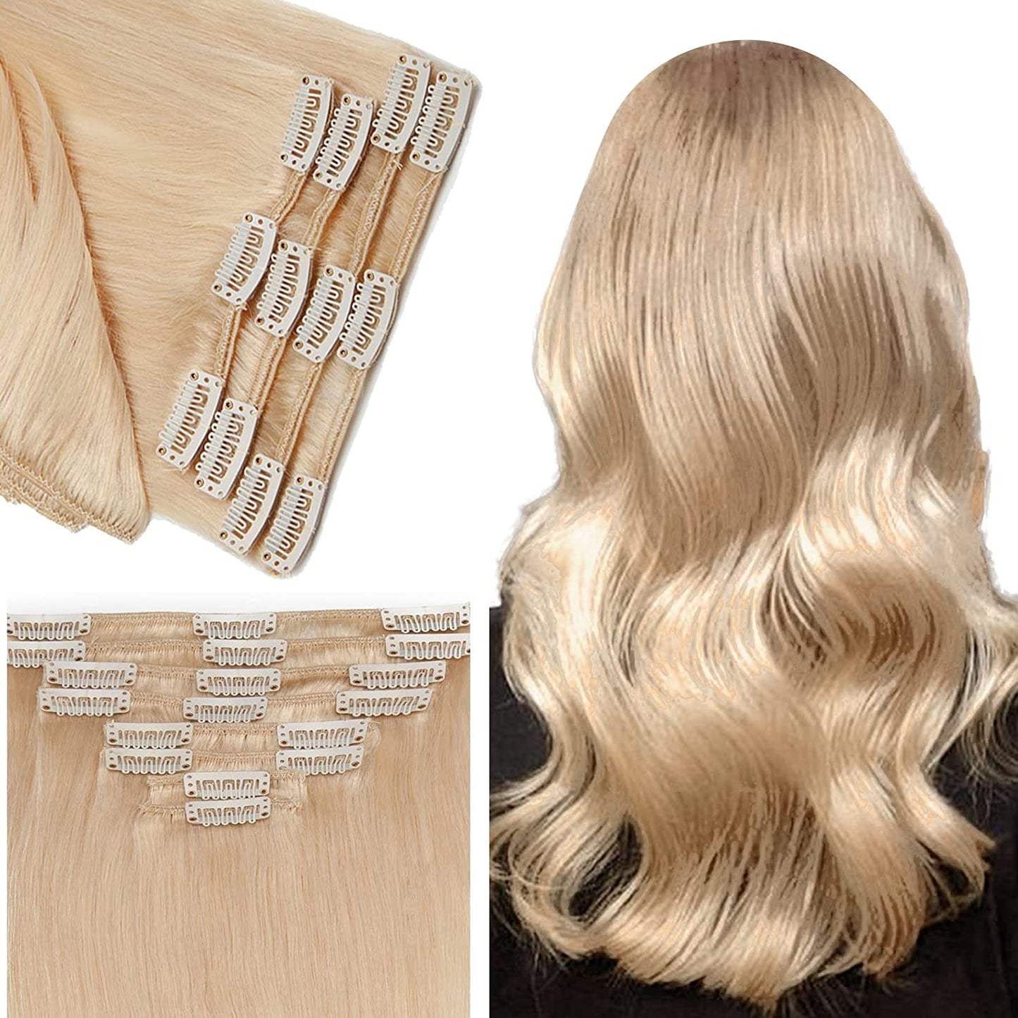SEGO Clip in Hair Extensions Human Hair 8PCS 18-24inch