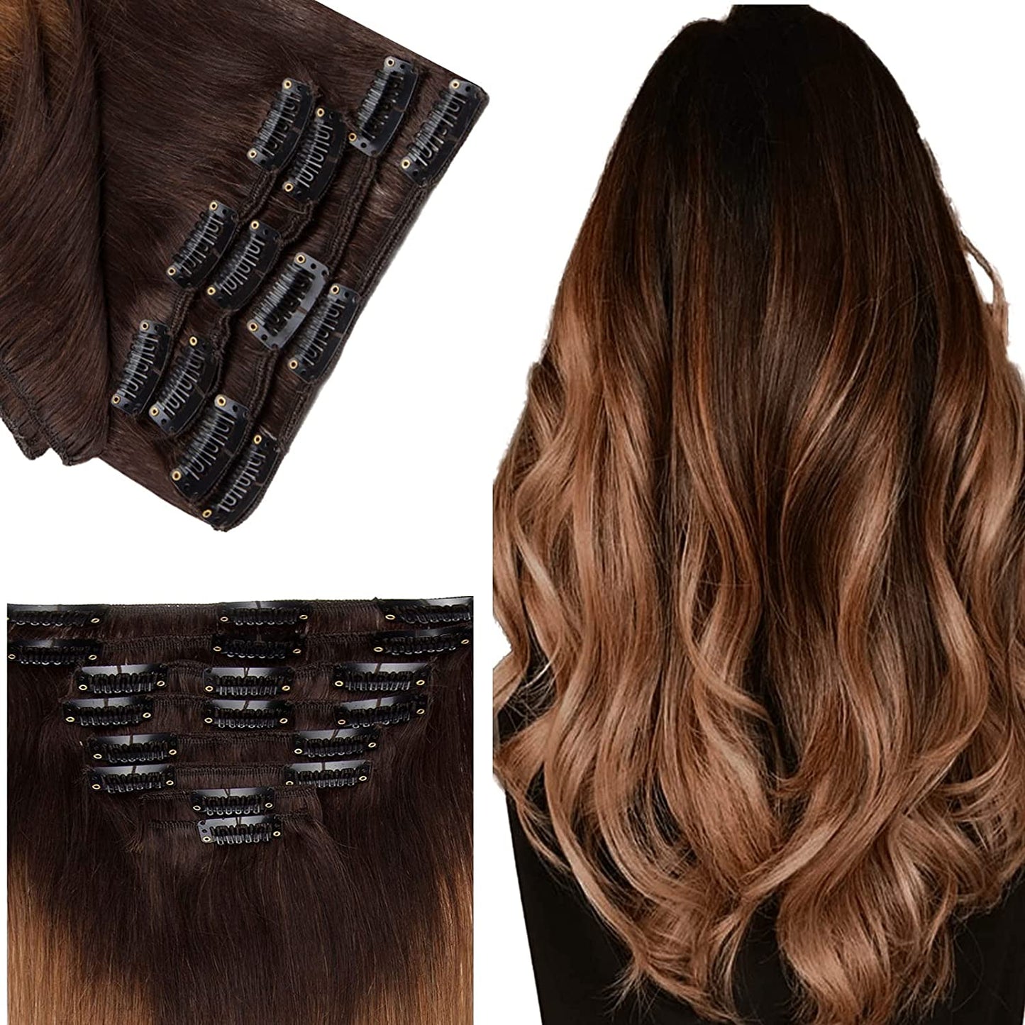 SEGO Clip in Hair Extensions Human Hair 8PCS 18-24inch