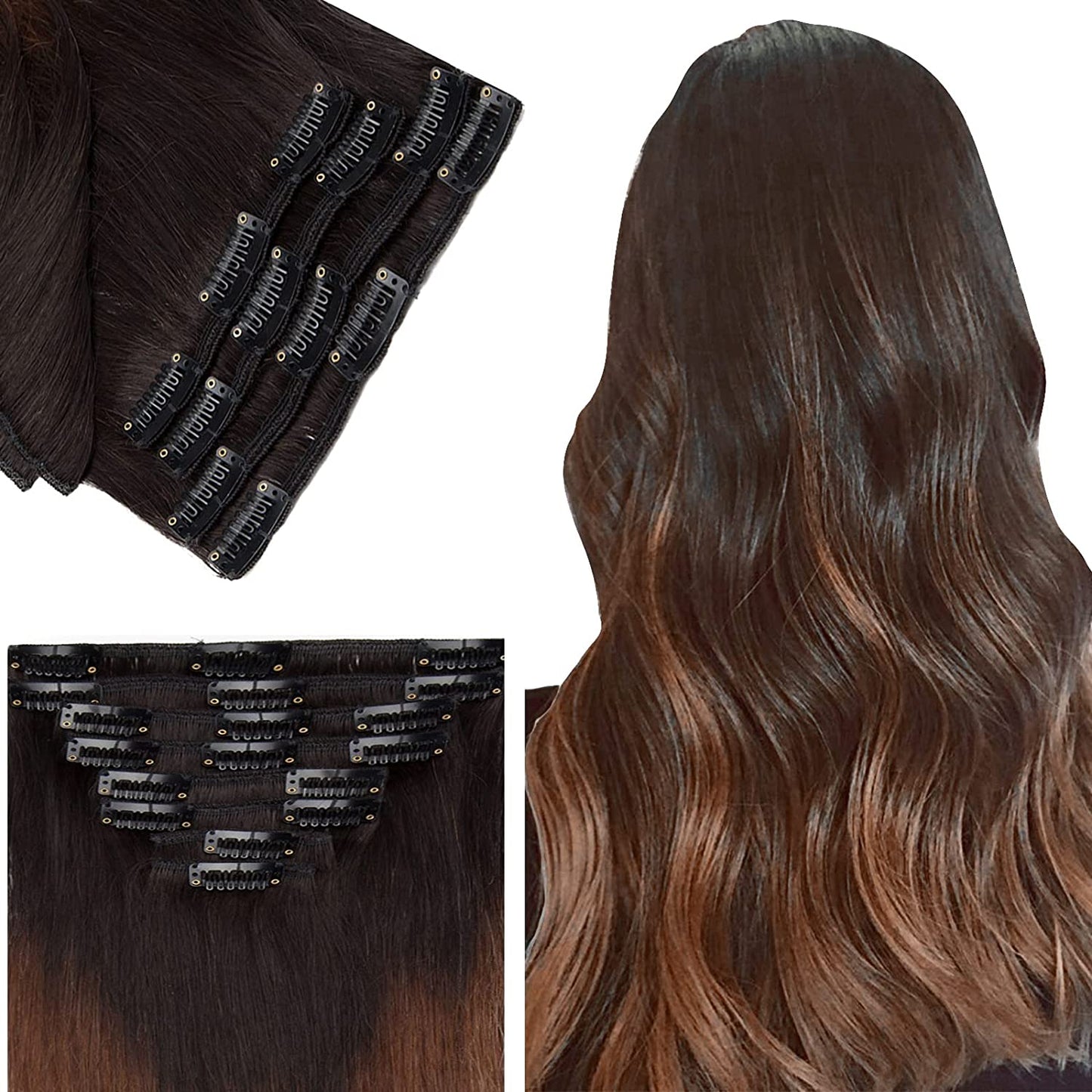 SEGO Clip in Hair Extensions Human Hair 8PCS 18-24inch