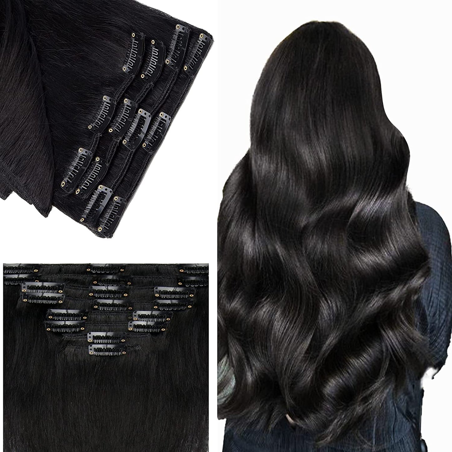 SEGO Clip in Hair Extensions Human Hair 8PCS 18-24inch