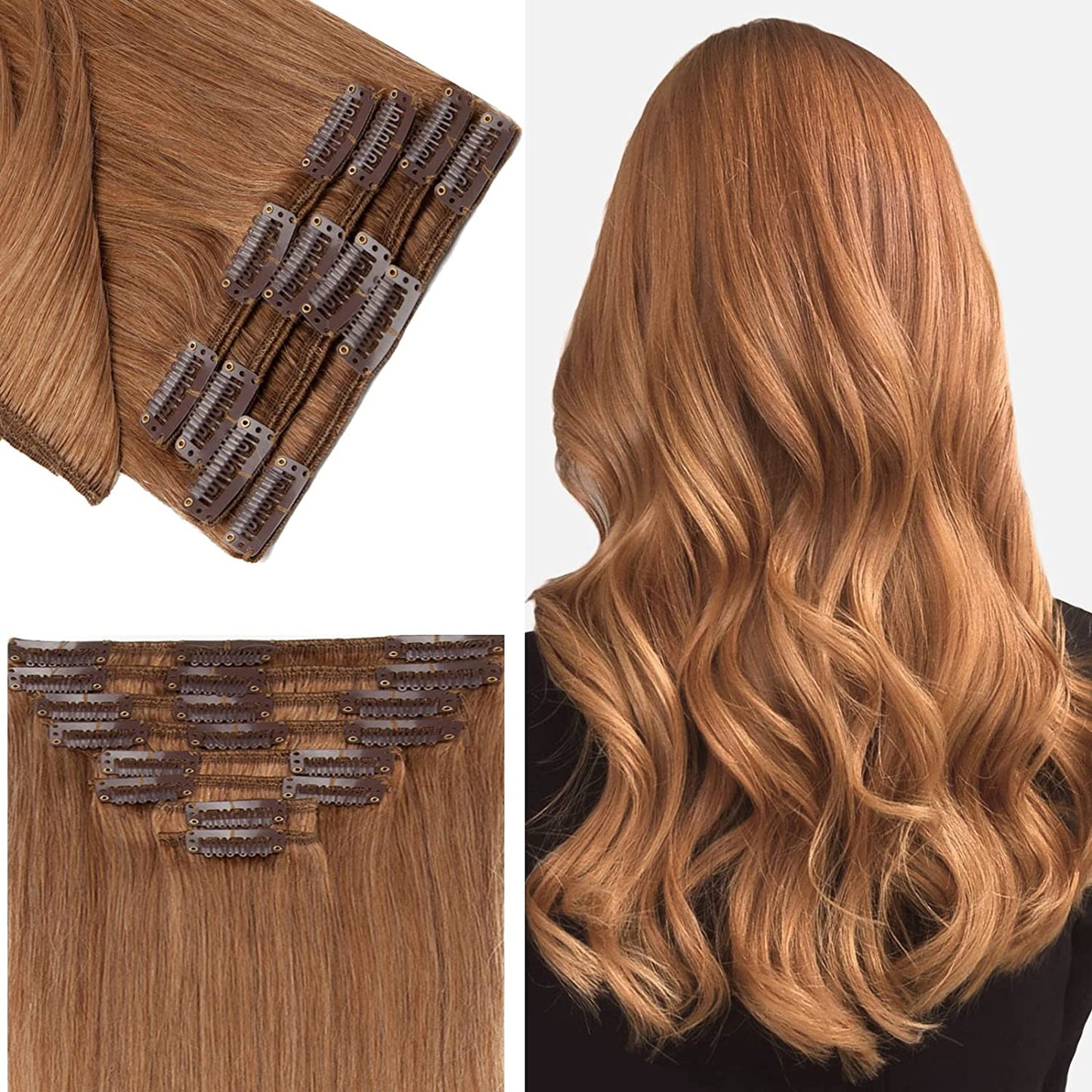 SEGO Clip in Hair Extensions Human Hair 8PCS 18-24inch