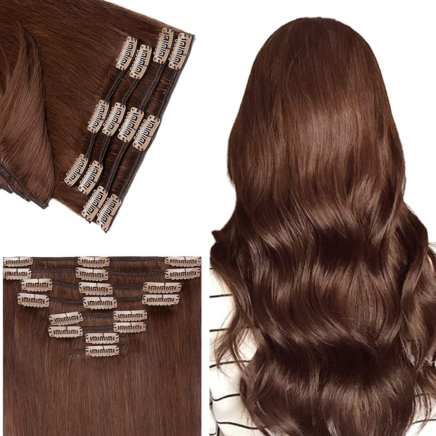 SEGO Clip in Hair Extensions Human Hair 8PCS 18-24inch