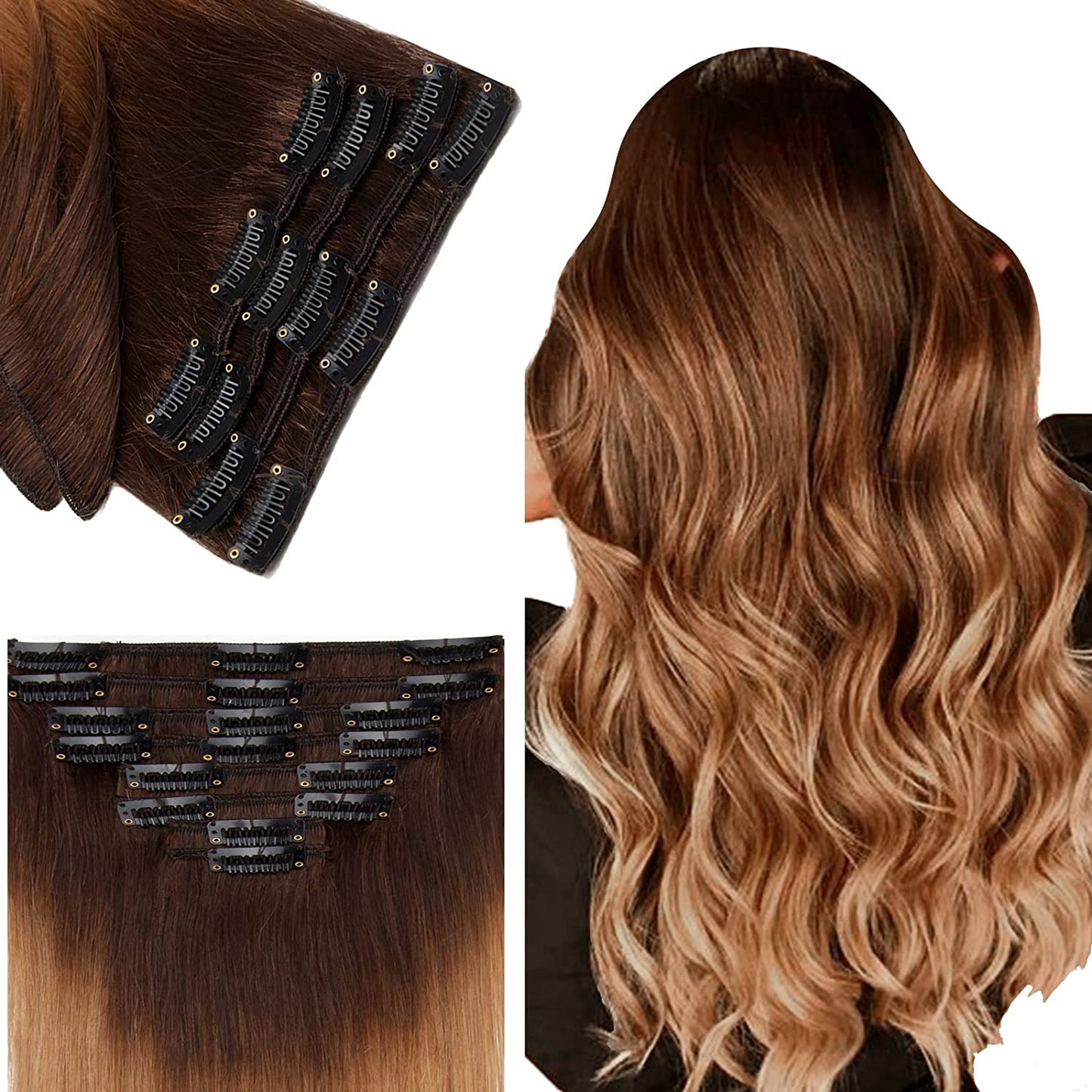 SEGO Clip in Hair Extensions Human Hair 8PCS 18-24inch