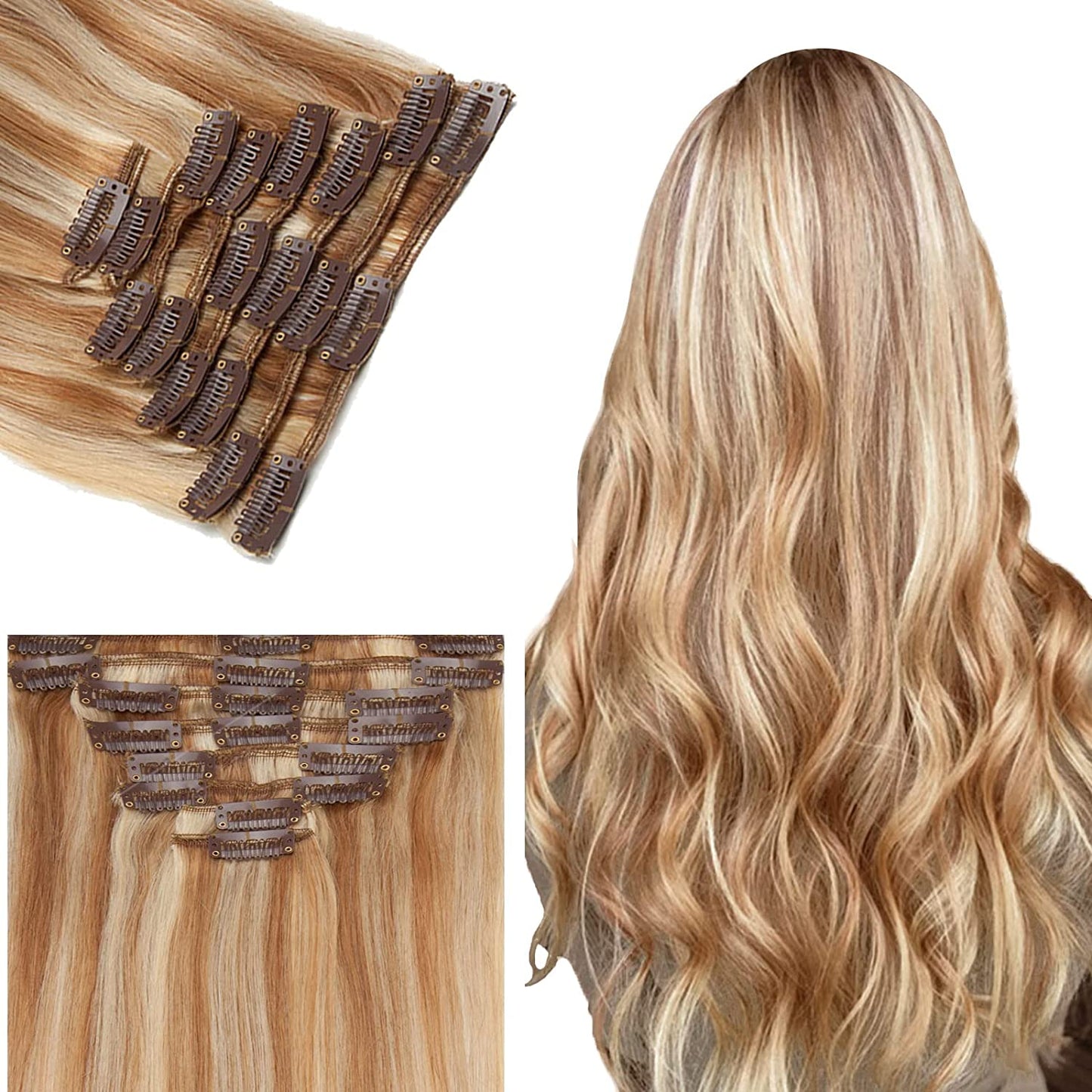 SEGO Clip in Hair Extensions Human Hair 8PCS 18-24inch