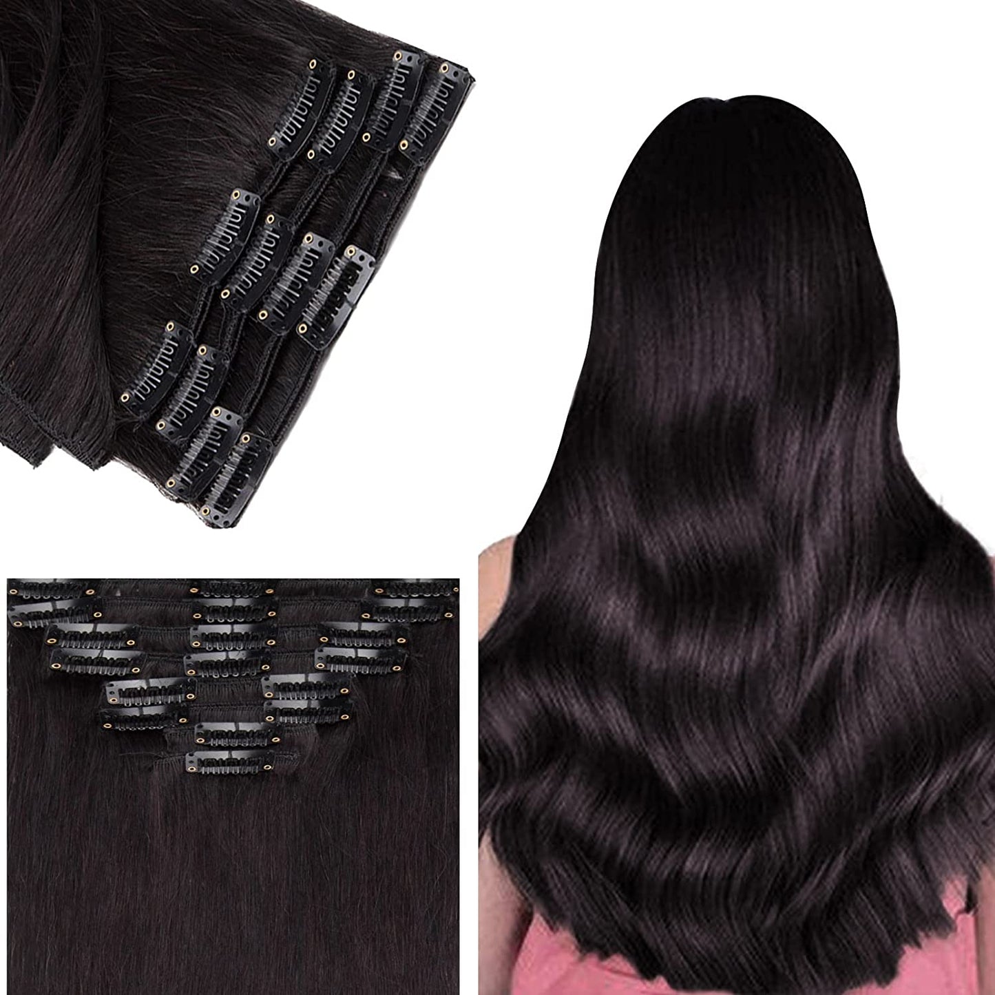 SEGO Clip in Hair Extensions Human Hair 8PCS 18-24inch