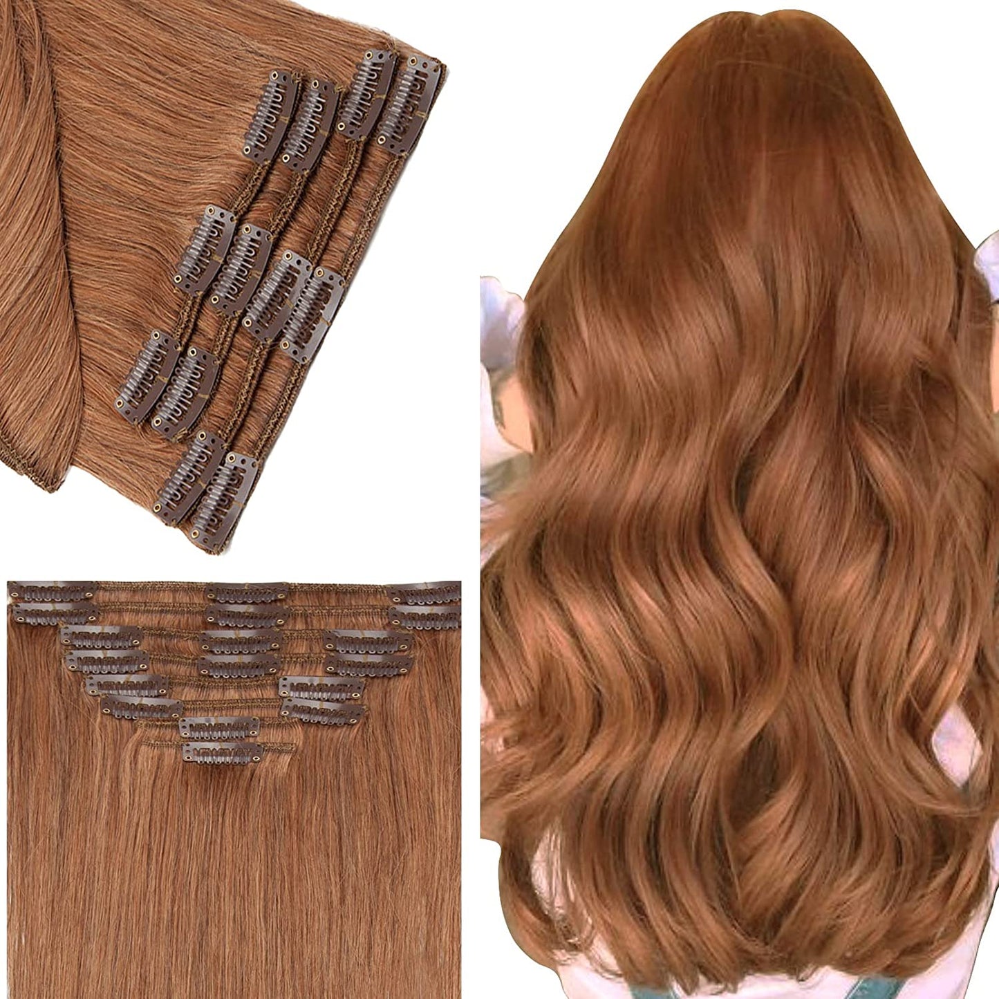 SEGO Clip in Hair Extensions Human Hair 8PCS 18-24inch