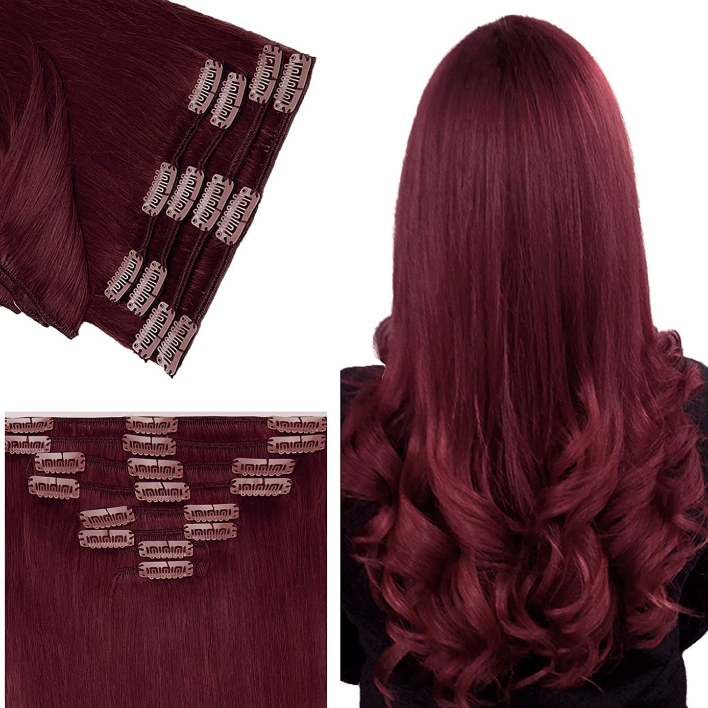 SEGO Clip in Hair Extensions Human Hair 8PCS 18-24inch