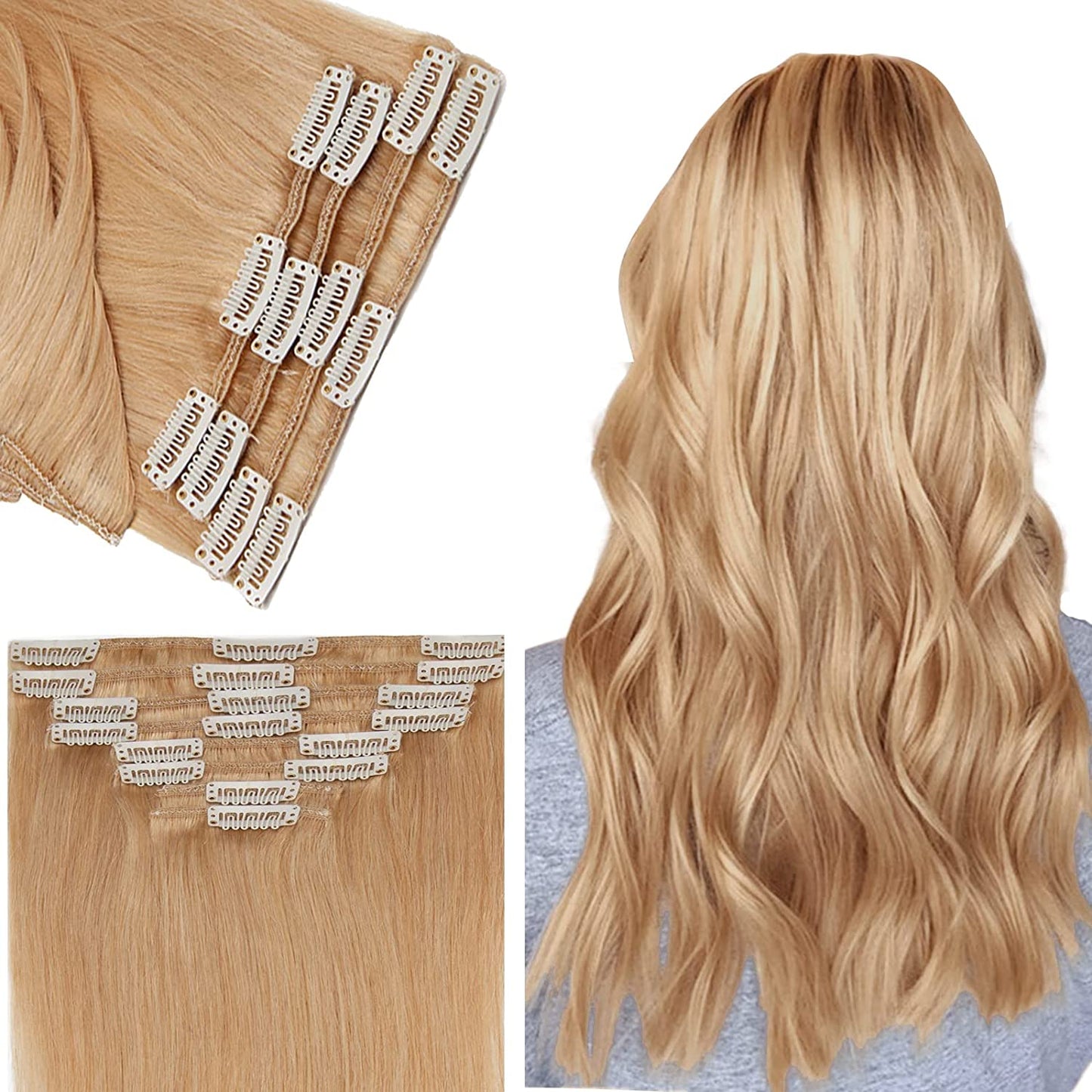 SEGO Clip in Hair Extensions Human Hair 8PCS 18-24inch
