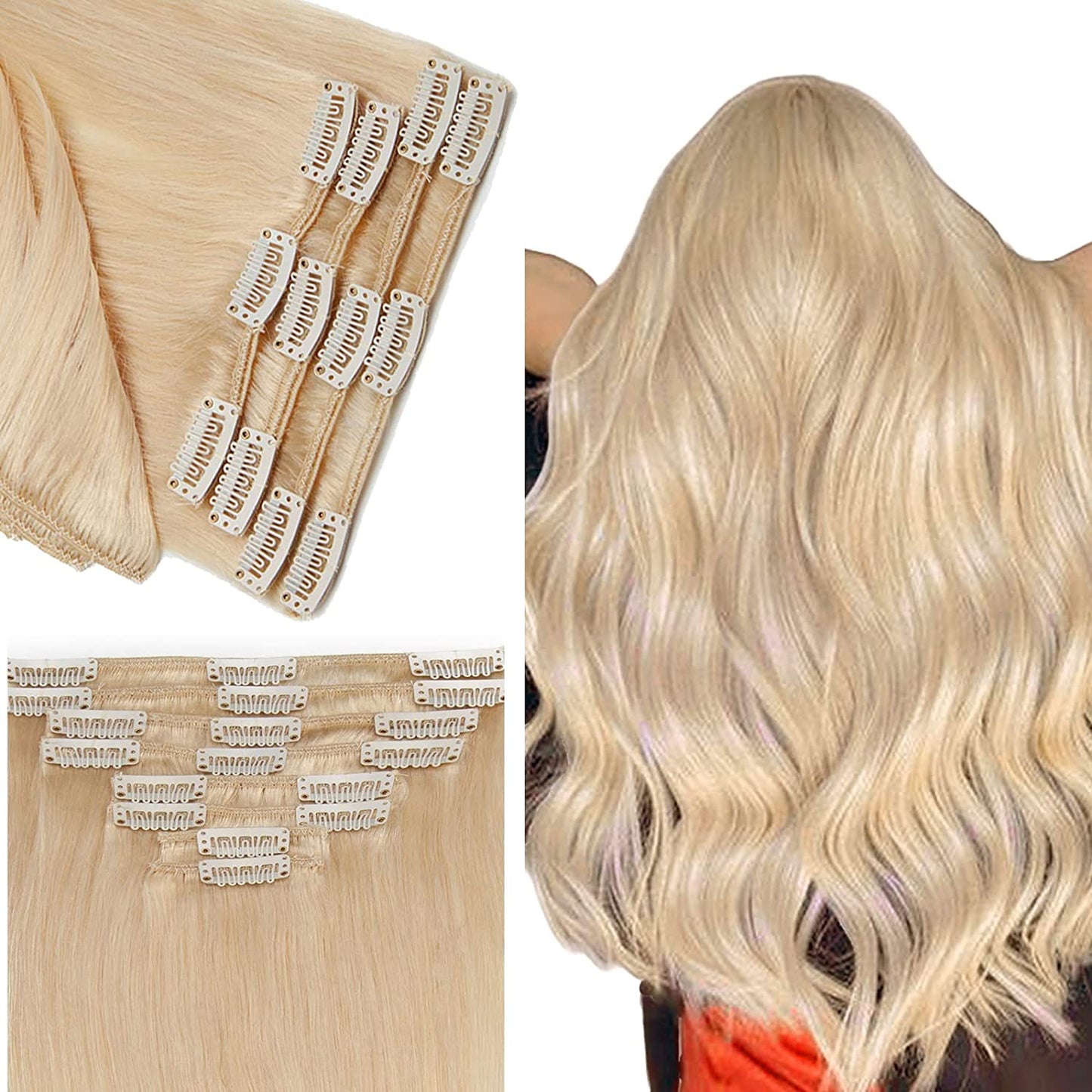 SEGO Clip in Hair Extensions Human Hair 8PCS 18-24inch