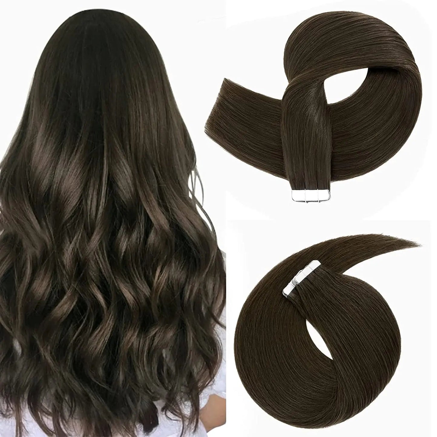 SEGO Tape In Hair Extensions 14 Inch 20pcs Remy Human Hair