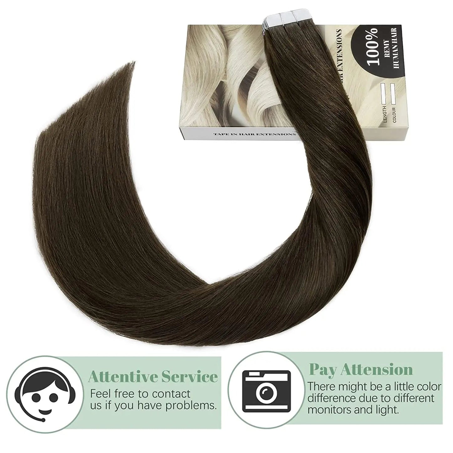SEGO Tape In Hair Extensions 14 Inch 20pcs Remy Human Hair