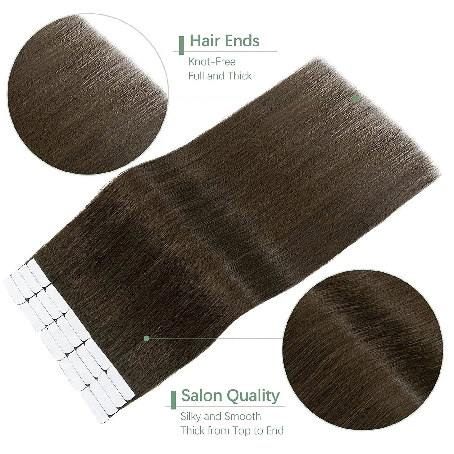 SEGO Tape In Hair Extensions 14 Inch 20pcs Remy Human Hair