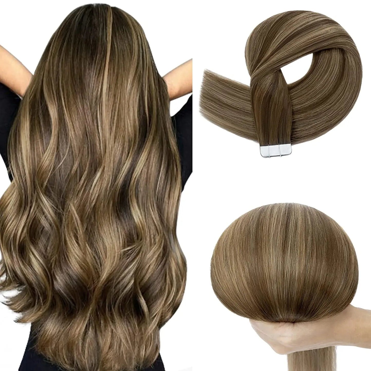 SEGO Tape In Hair Extensions 14 Inch 20pcs Remy Human Hair