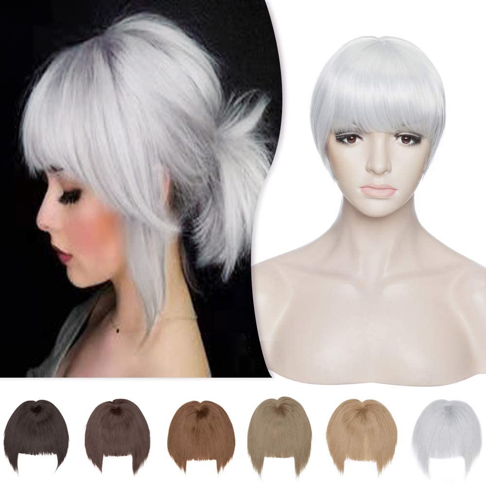 Synthetic Clip in Bangs Hair Extensions with Temples Thick