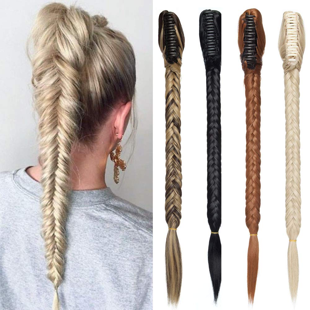 Synthetic Long Fishtail Braid Ponytail Hair Extensions With a Claw