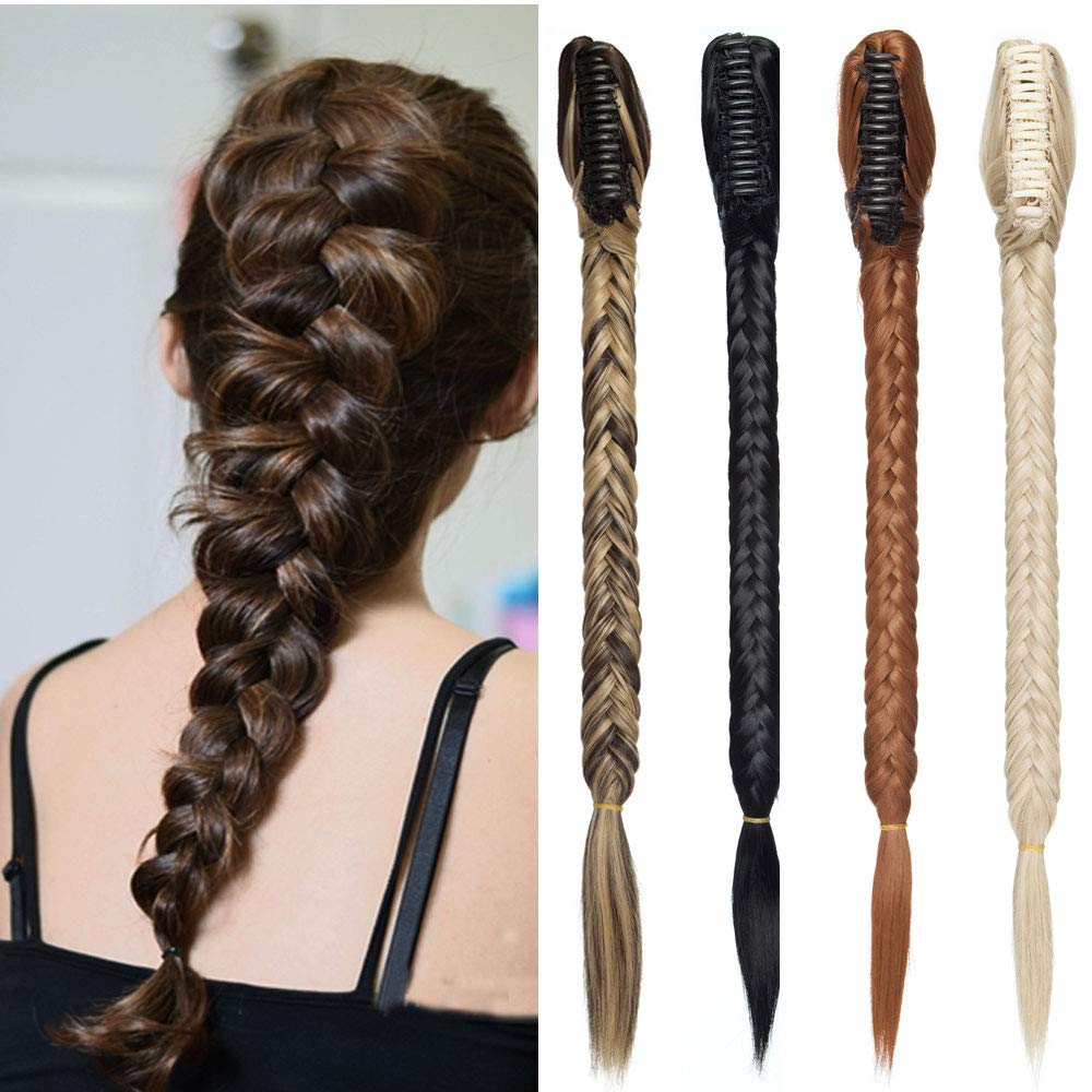 Synthetic Long Fishtail Braid Ponytail Hair Extensions With a Claw