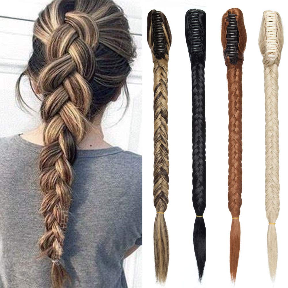 Synthetic Long Fishtail Braid Ponytail Hair Extensions With a Claw