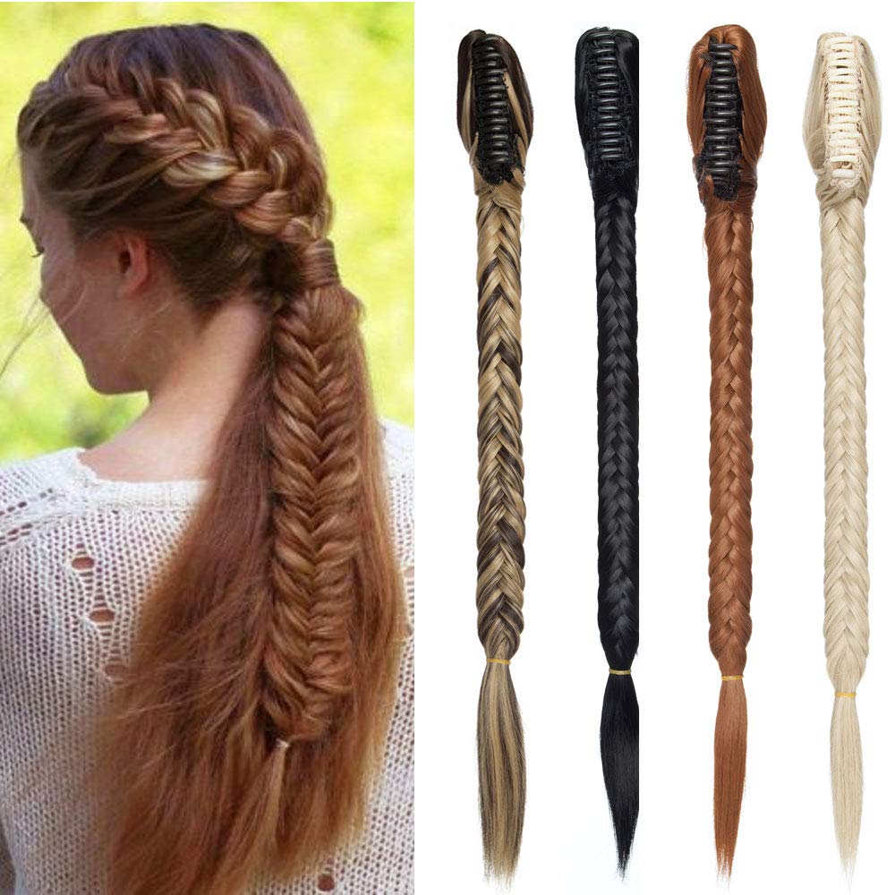Synthetic Long Fishtail Braid Ponytail Hair Extensions With a Claw