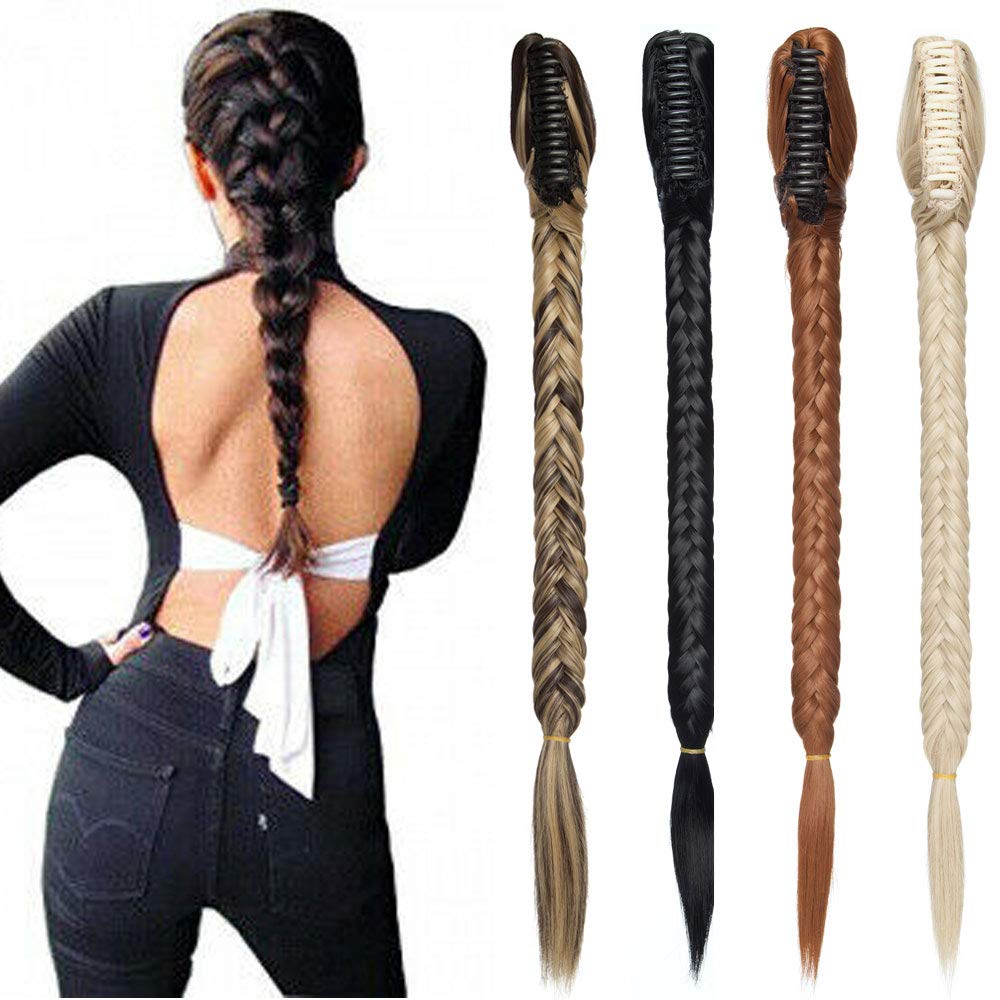 Synthetic Long Fishtail Braid Ponytail Hair Extensions With a Claw