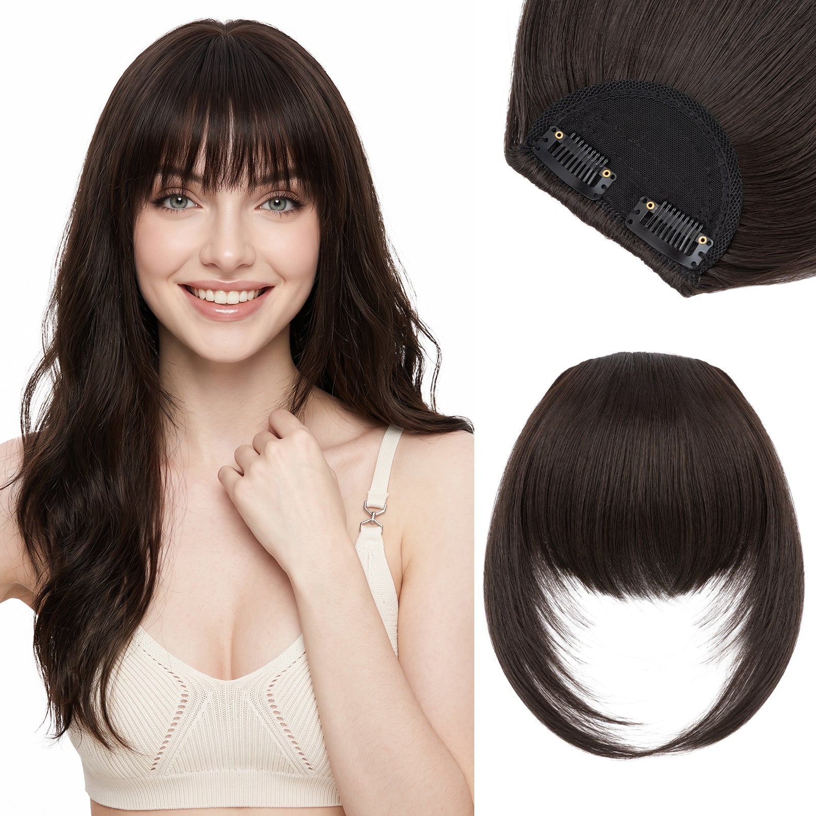 SEGOHAIR Synthetic Hair Topper with Air Curtain Clip-In Bangs 8.5x5.5 segohair.com