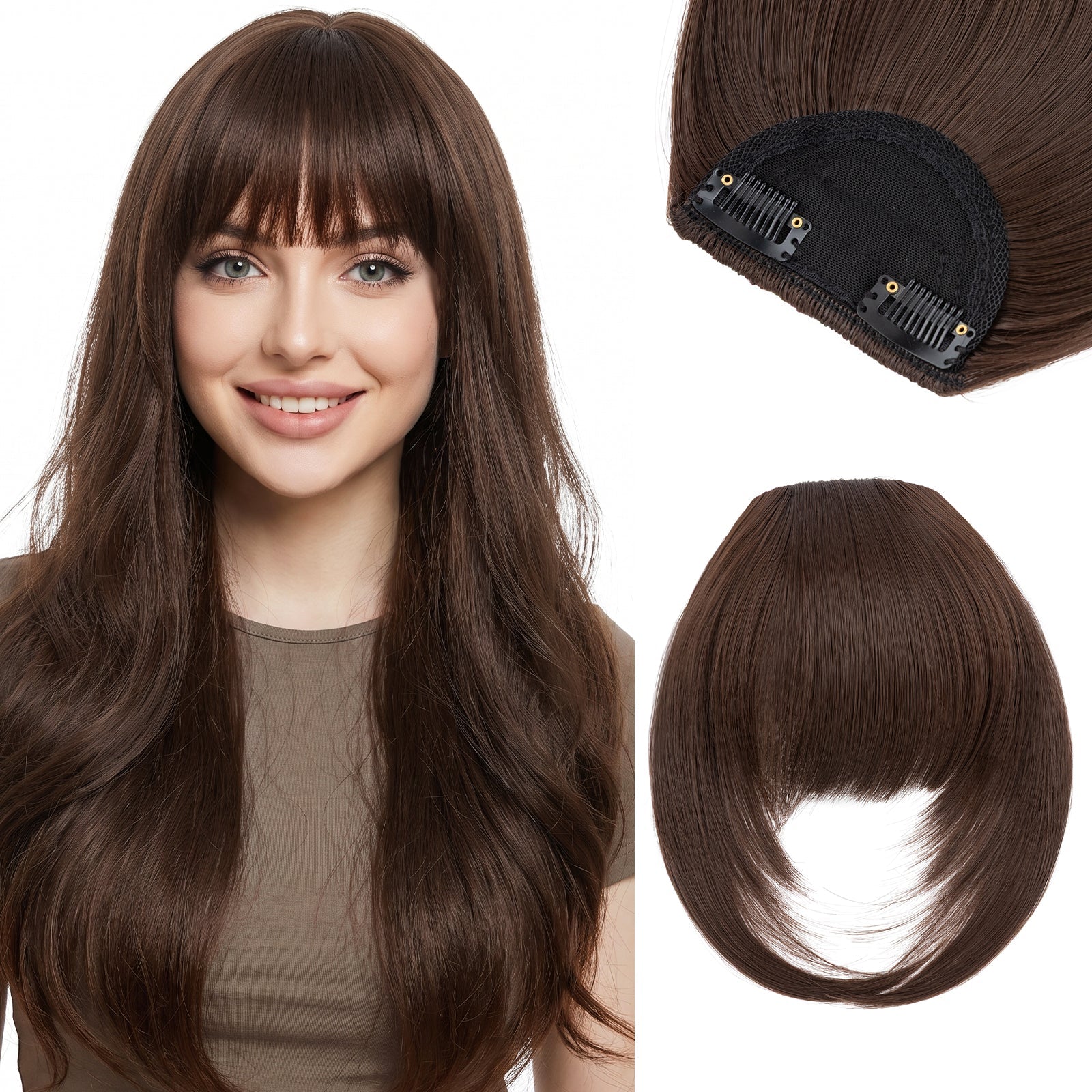 SEGOHAIR Synthetic Hair Topper with Air Curtain Clip-In Bangs 8.5x5.5 segohair.com