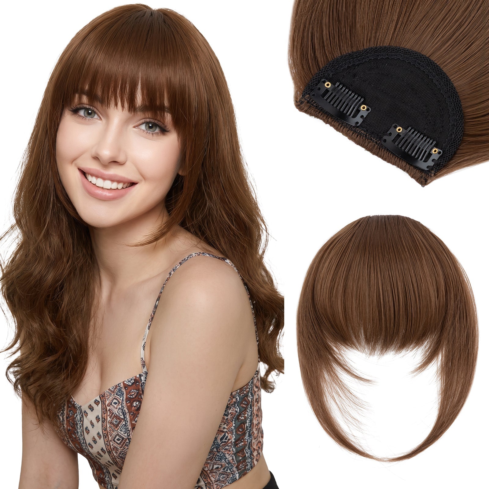SEGOHAIR Synthetic Hair Topper with Air Curtain Clip-In Bangs 8.5x5.5 segohair.com