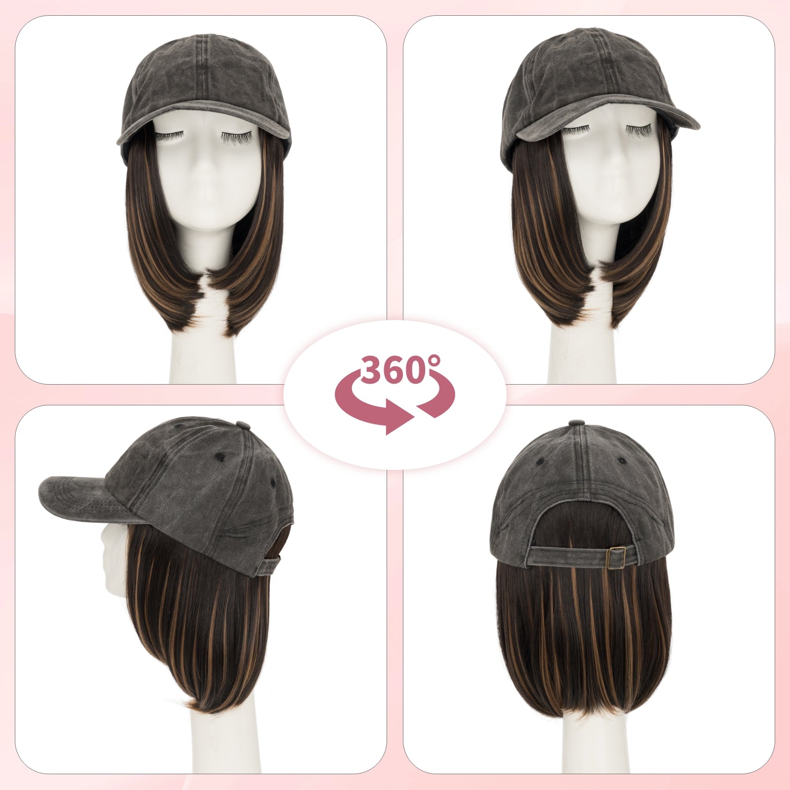 SEGO Women's 6 Inch Baseball Cap Full Wig segohair.com