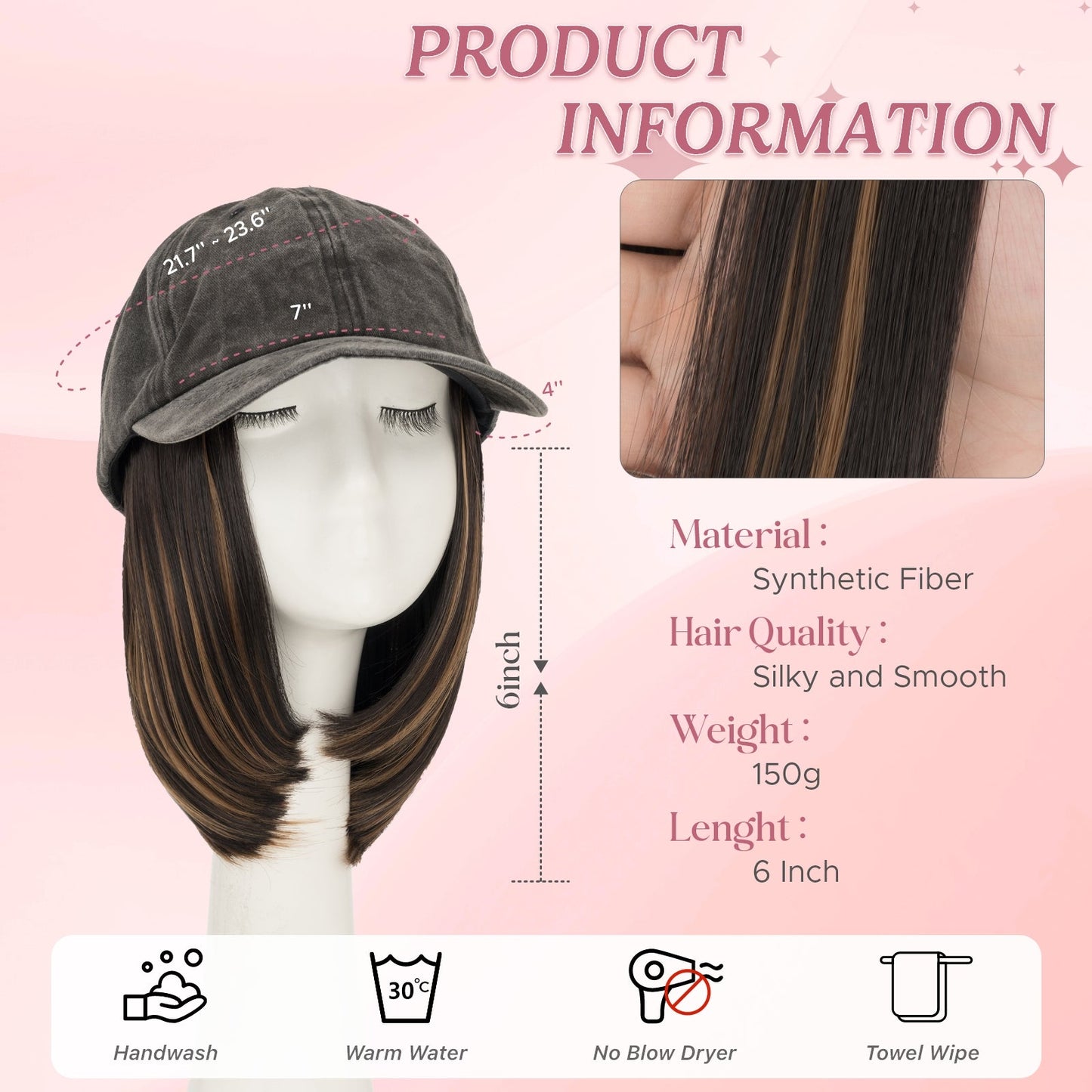 SEGO Women's 6 Inch Baseball Cap Full Wig segohair.com