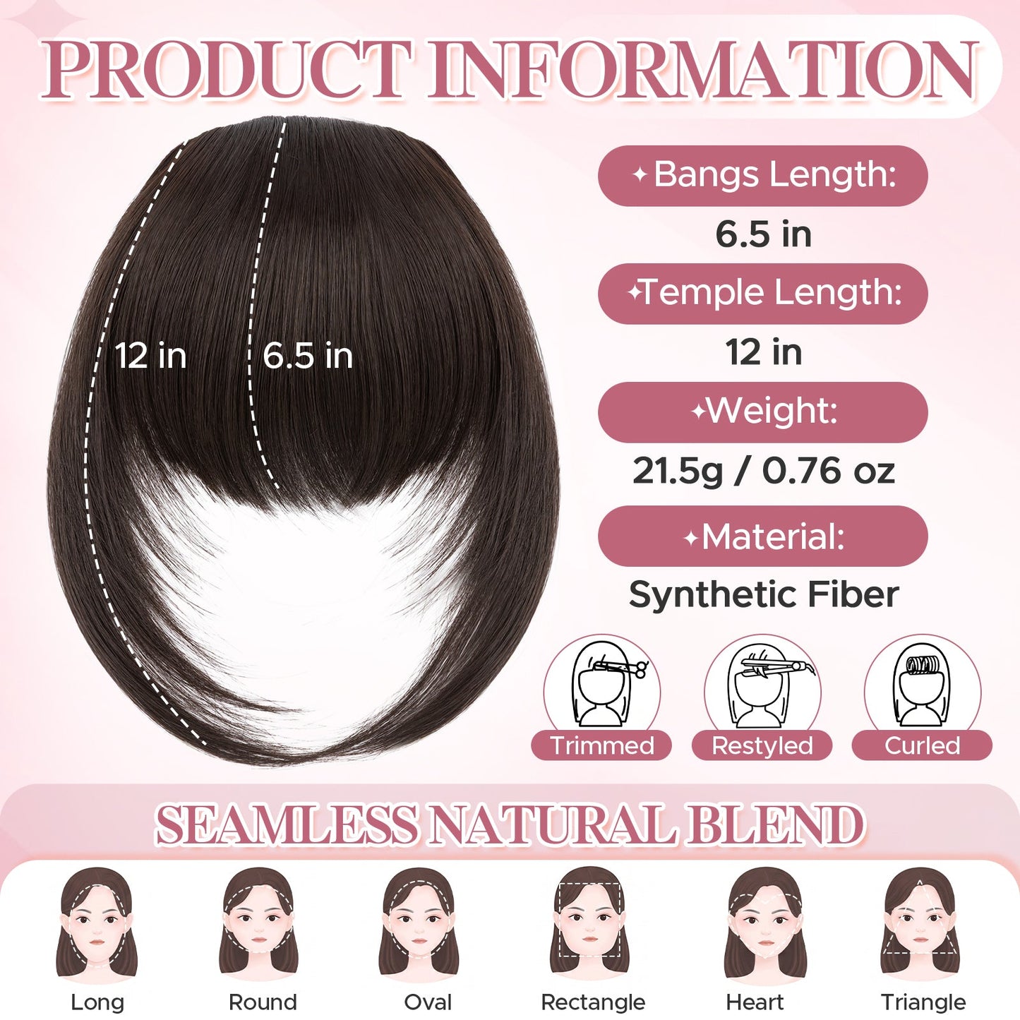 SEGOHAIR Synthetic Hair Topper with Air Curtain Clip-In Bangs 8.5x5.5 segohair.com