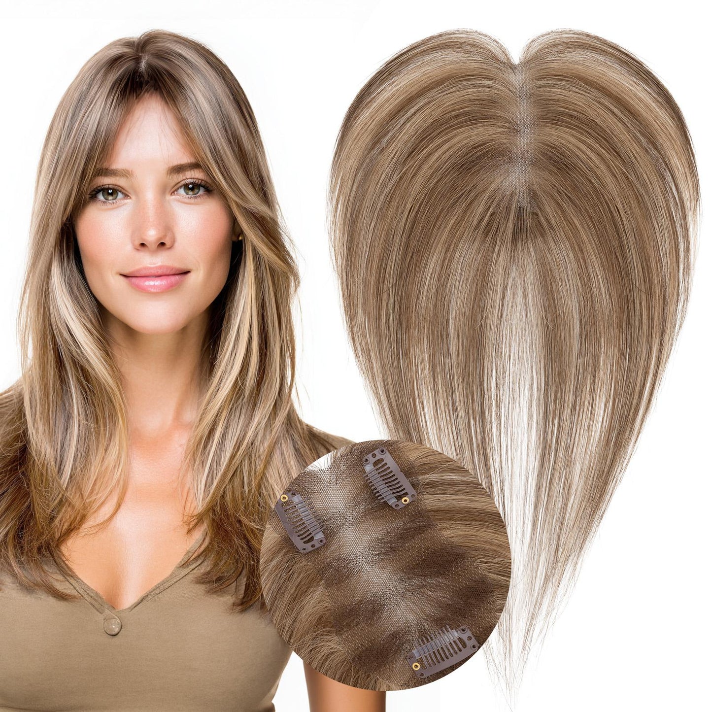 SEGOHAIR Women Human Hair Topper With Air Bangs Lightweight segohair.com