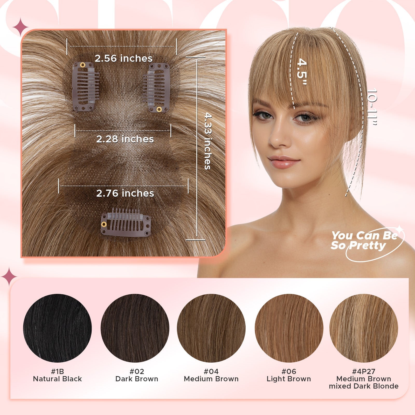 SEGO Women Human Hair Topper With Air Bangs Lightweight