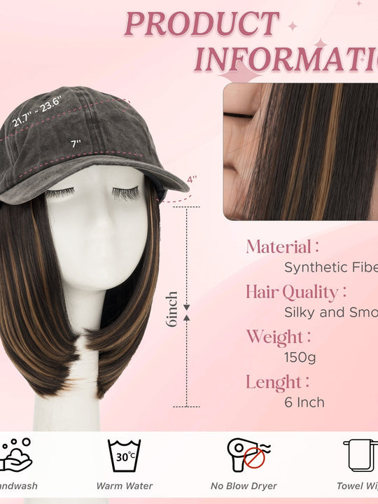 SEGO 6 Inch Baseball Cap Full Wig