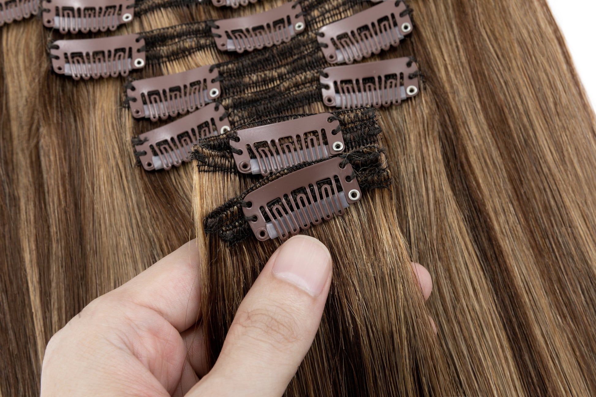 SEGOHAIR 8pcs Clip In Hair Extensions Real Human Hair Chocolate Brown Strawberry Honey Blonde segohair.com