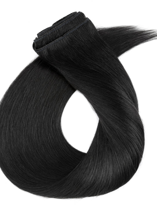 SEGOHAIR 8pcs Clip In Hair Extensions Real Human Hair Jet Black