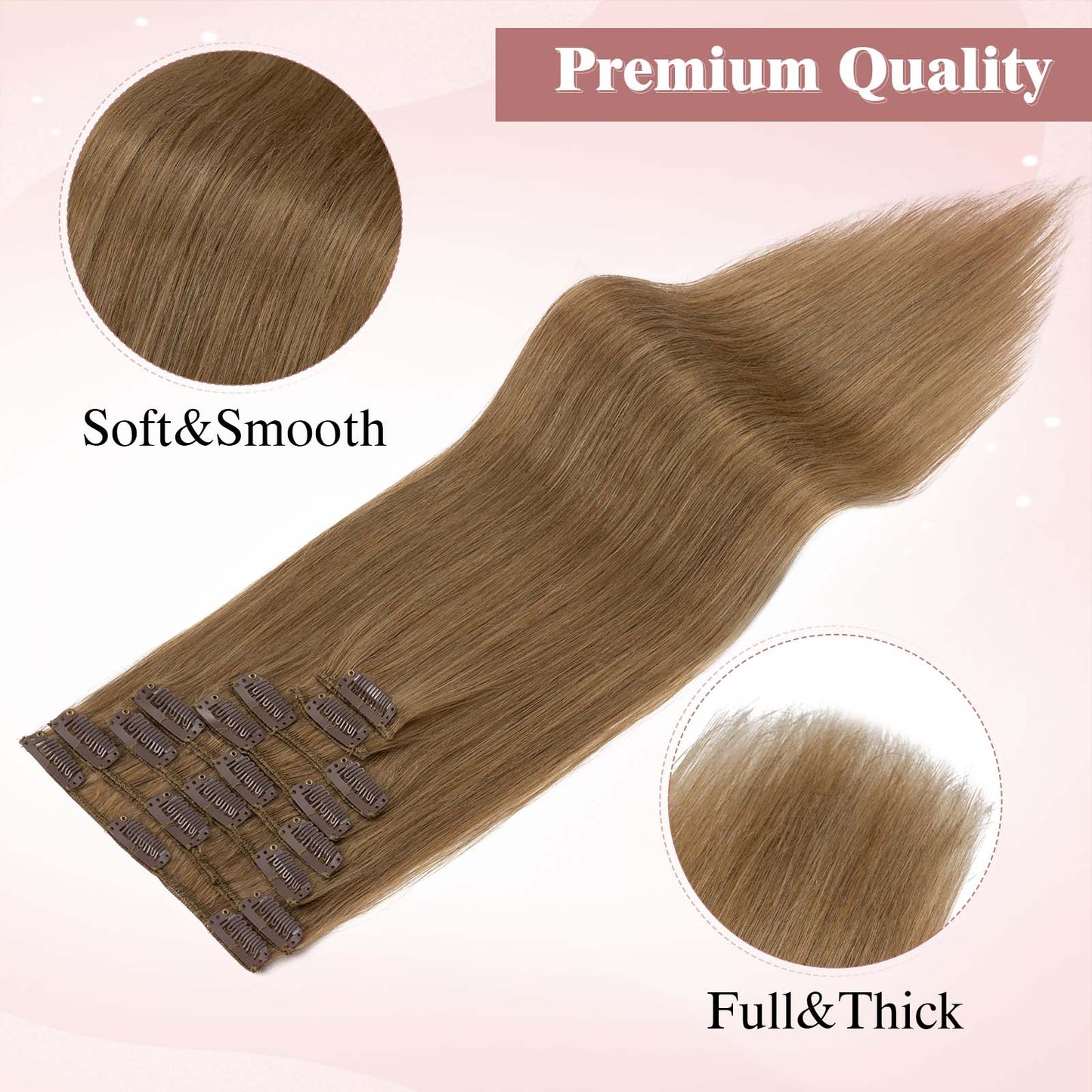 SEGOHAIR Clip In Hair Extensions Real Human Hair Light Weight Dark Linen segohair.com