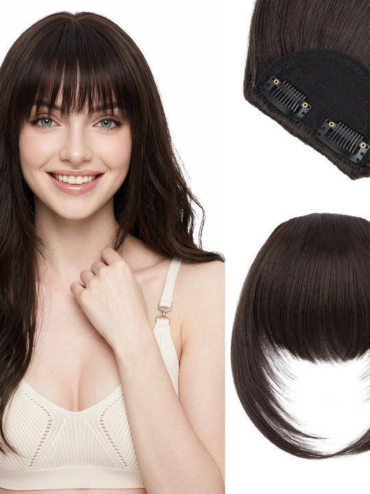 SEGOHAIR Synthetic Hair Topper with Air Curtain Clip-In Bangs 8.5x5.5
