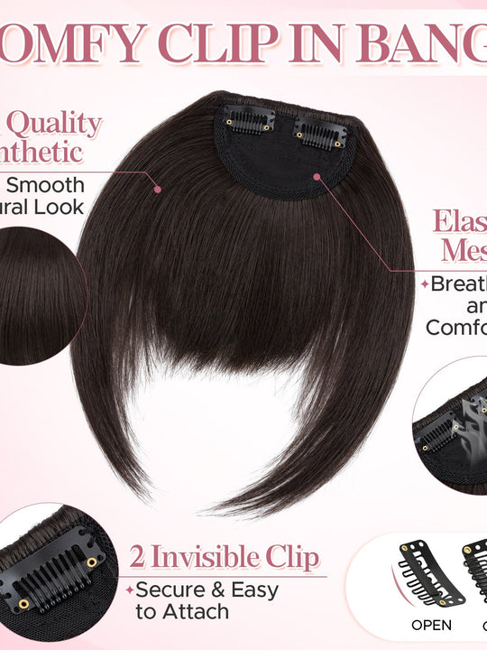 SEGOHAIR Synthetic Hair Topper with Air Curtain Clip-In Bangs 8.5x5.5