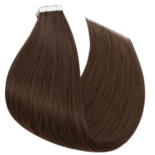 Tape-In Silky Straight Invisible Weft Choco Brown segohair.com