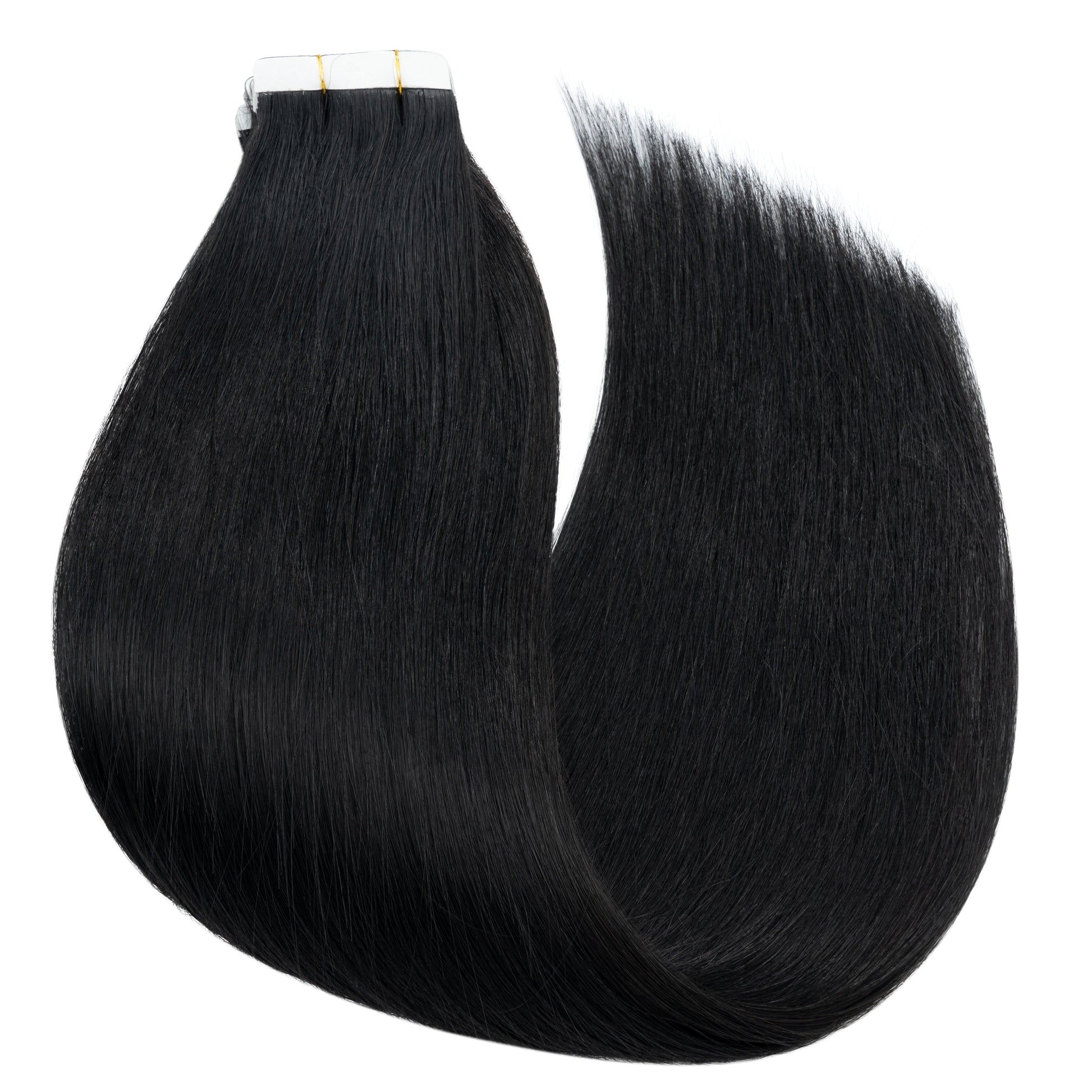 Tape-In Silky Straight Invisible Weft Dark Black segohair.com