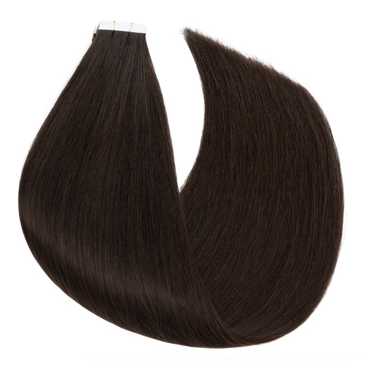 Tape-In Silky Straight Invisible Weft Dark Brown segohair.com